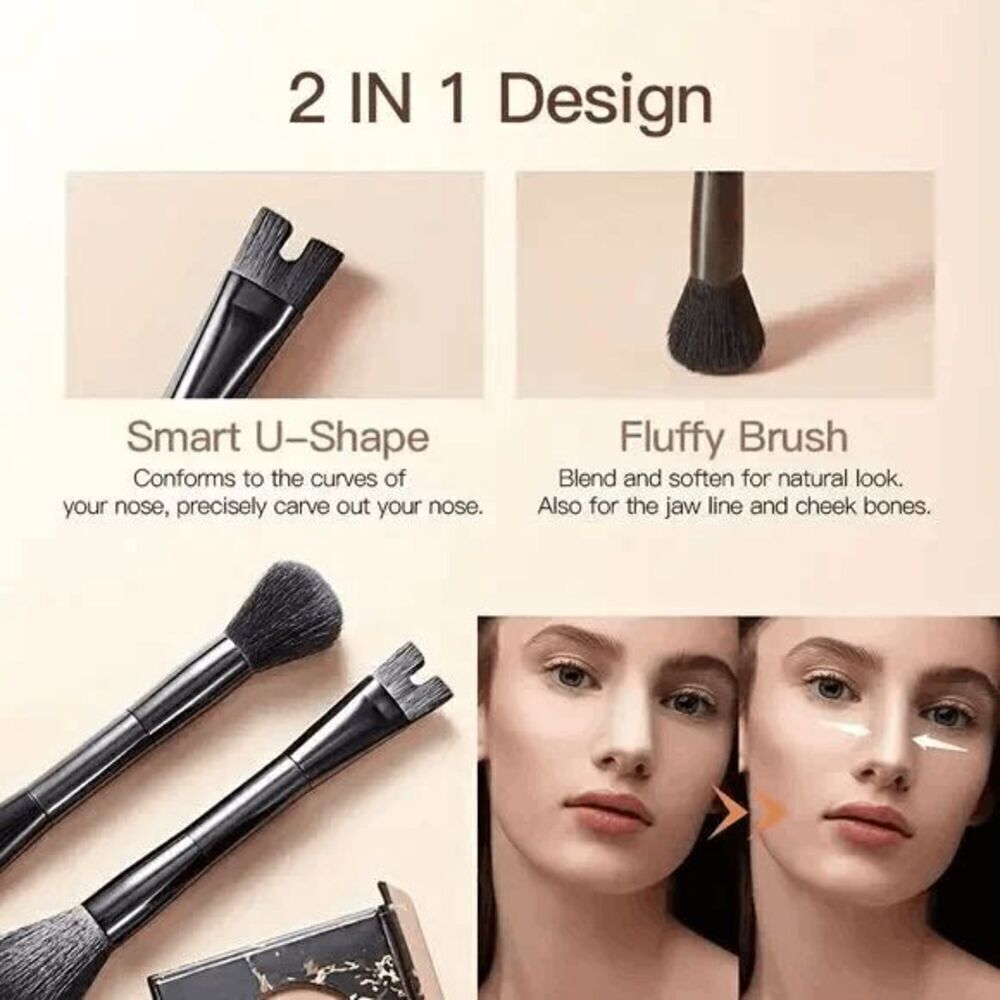Nose Contour U-Shaped and Blending Brush 2-in-1 Precision Contour Brush